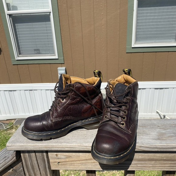 DR DOC MARTENS Mens 7- W 8 11410 AW004 Brown Leather Work Boots AirWair Bounce main image 6